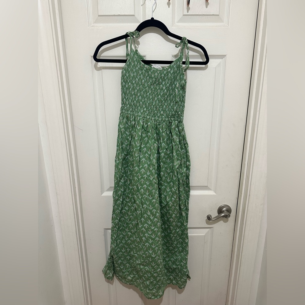 Lucky Brand green floral airy flowy dress size XS